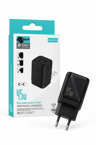  Black 45W GaN Pro 2-in-1 USB-C multi-port charger packaging