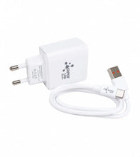 White SURFEX 6W USB-C fast charger with two-pin plug and a matching USB-C to USB-C cable