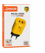 SuperLink PD, QC, VOOC 3.1A fast charging wall adapter in its retail packaging