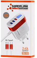 Superlink SL10 2.4A V8 Type-C light charger in its retail packaging.