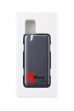 A dark gray Mars Series magnetic phone case mounted on a white plastic display card