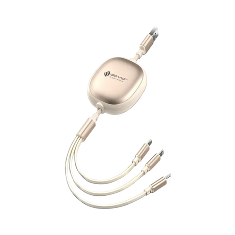 Proton 100W 3 in 1 Retractable Metal Cable Golden