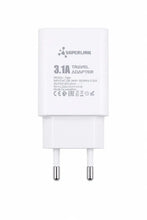 A white Superlink 3.1A travel adapter plug